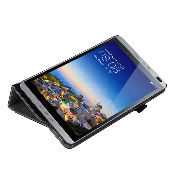 PU Leather Elastic Hand Strap Stand Protective Case for Huawei MediaPad T3 8.0 - Black-6
