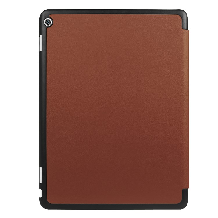 Tri-fold Leather Stand Cover for Huawei MediaPad M3 Lite 10 - Brown-3
