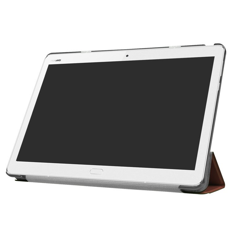 Tri-fold Leather Stand Cover for Huawei MediaPad M3 Lite 10 - Brown-4