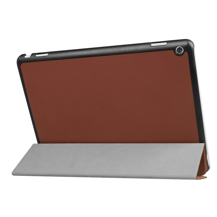 Tri-fold Leather Stand Cover for Huawei MediaPad M3 Lite 10 - Brown-5