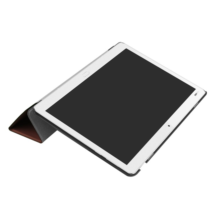 Tri-fold Leather Stand Cover for Huawei MediaPad M3 Lite 10 - Brown-6