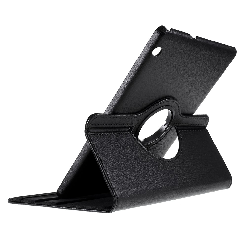 Pour Huawei MediaPad T3 10 Litchi Cuir De 360 ​​degrés Tableau Rotary Support Multi-angle Support Tablet - Noir