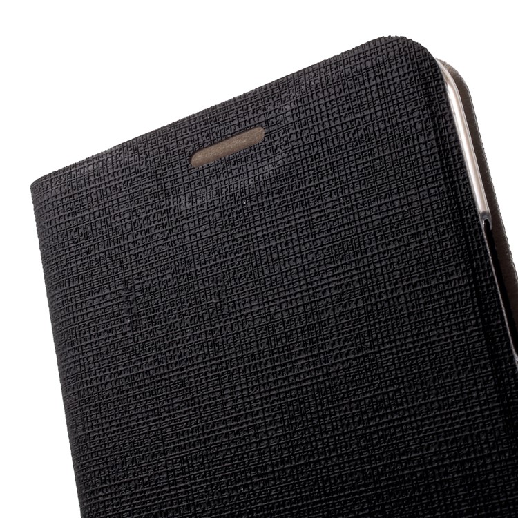 Bi-color Cross Texture Leather Stand Cover for Huawei Y7 Built-in Steel Sheet - Black-7