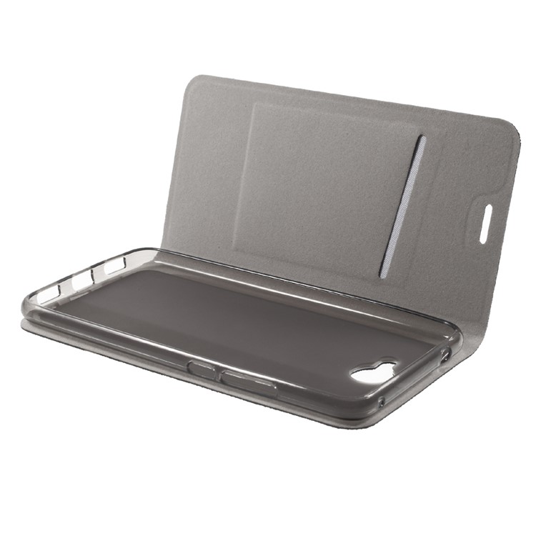 Bi-color Cross Texture Leather Stand Cover for Huawei Y7 Built-in Steel Sheet - Black-9