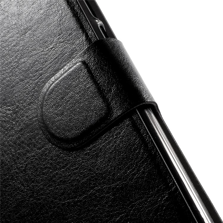 Crazy Horse Grain Flip Wallet Leather Cell Phone Casing Built-in Steel Sheet for Huawei Y7 - Black-6