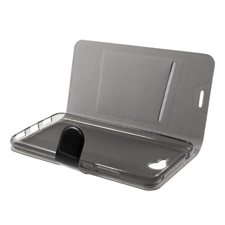 Crazy Horse Grain Flip Wallet Leather Cell Phone Casing Built-in Steel Sheet for Huawei Y7 - Black-9