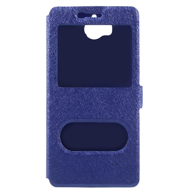 For Huawei Y5 (2017) Silk Texture Dual Window Leather Phone Casing - Black-3