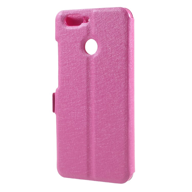 Silk Texture Dual Window Leather Phone Case for Huawei Nova 2 - Rose-2