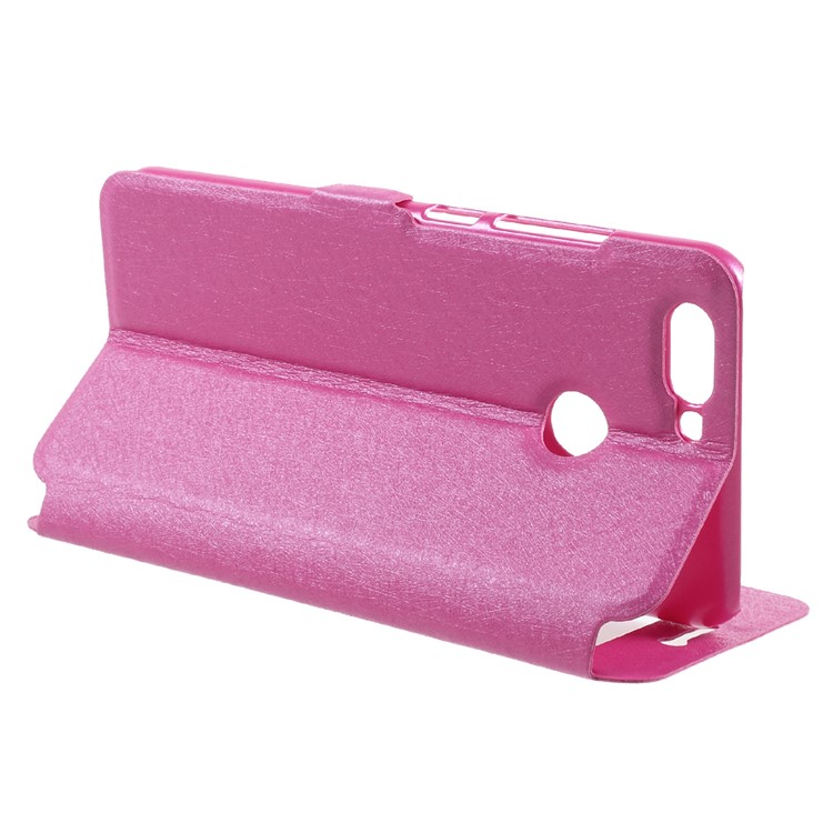 Silk Texture Dual Window Leather Phone Case for Huawei Nova 2 - Rose-5