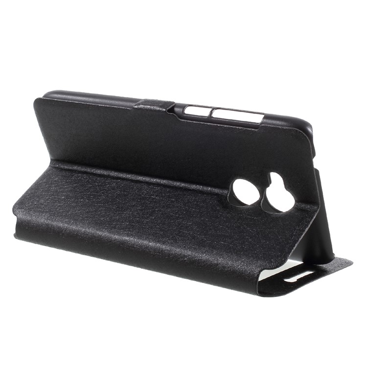 Silk Texture Dual Window Leather Phone Cover for Huawei Honor 6A - Black-5