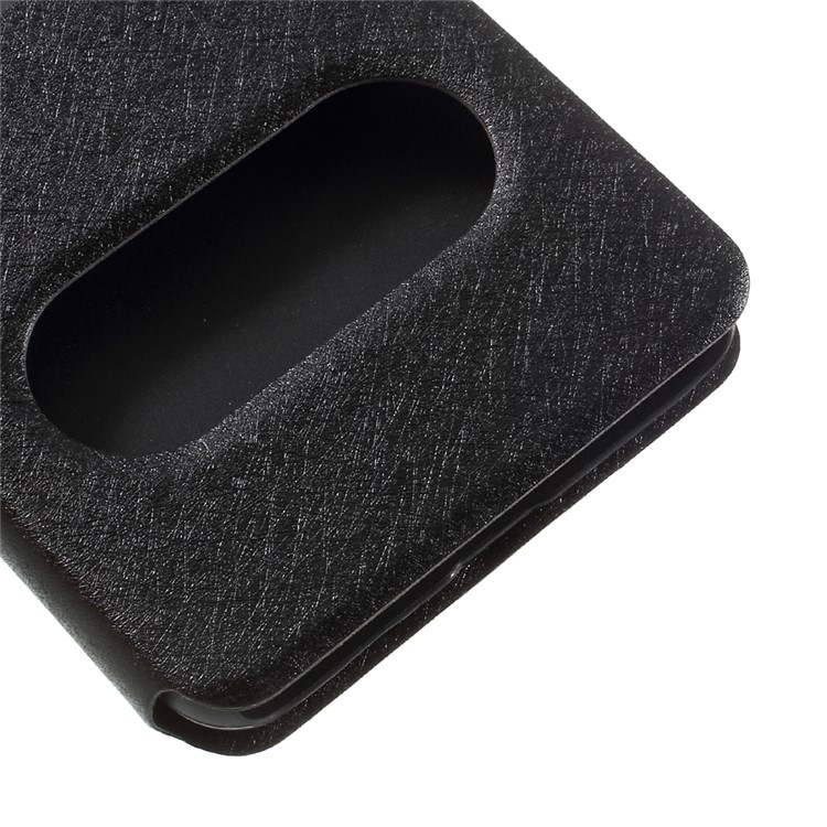 Silk Texture Dual Window Leather Phone Cover for Huawei Honor 6A - Black-7