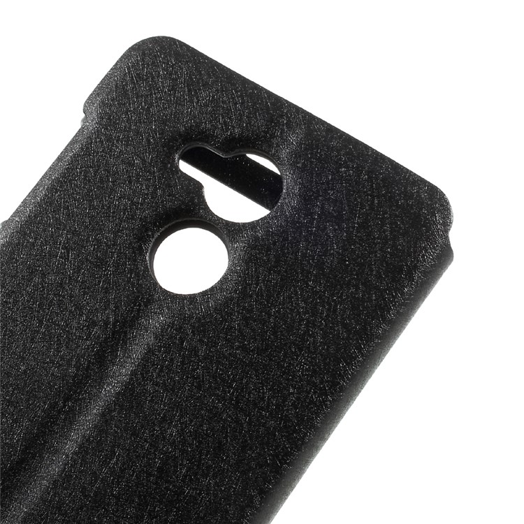 Silk Texture Dual Window Leather Phone Cover for Huawei Honor 6A - Black-8