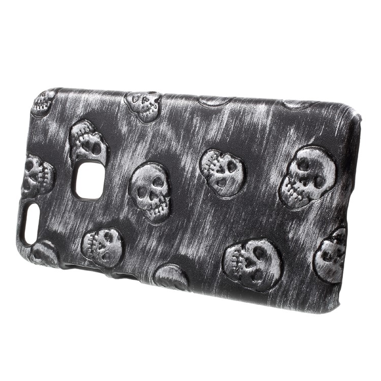 Leather Coated PC Back Phone Shell for Huawei P10 Lite - Skull / Grey-2