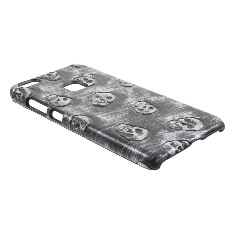 Leather Coated PC Back Phone Shell for Huawei P10 Lite - Skull / Grey-3