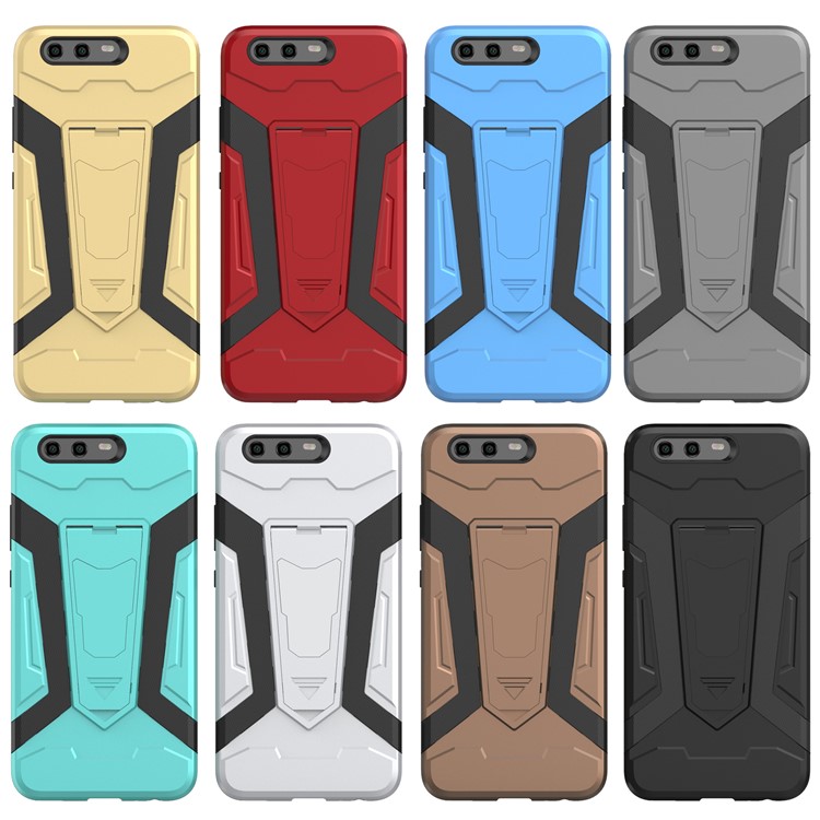 Armor Plastic TPU Cell Phone Cover with Kickstand for Huawei P10 - Black-2