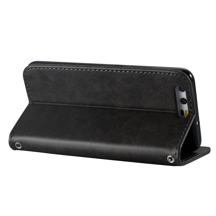 Imprint Skull Flower Pattern Leather Wallet Case for Huawei P10 - Black-7