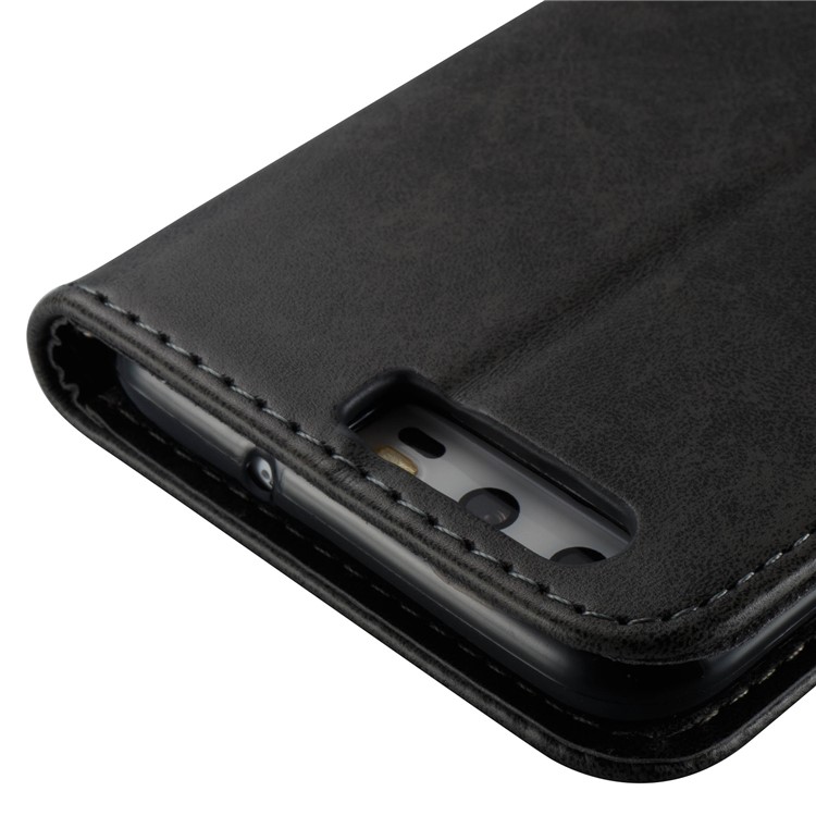 Imprint Skull Flower Pattern Leather Wallet Case for Huawei P10 - Black-9