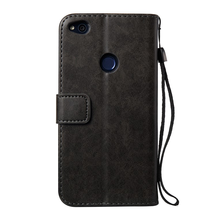 Imprint Skull Flowers Leather Wallet Cover for Huawei P8 Lite (2017) / Honor 8 Lite - Black-3