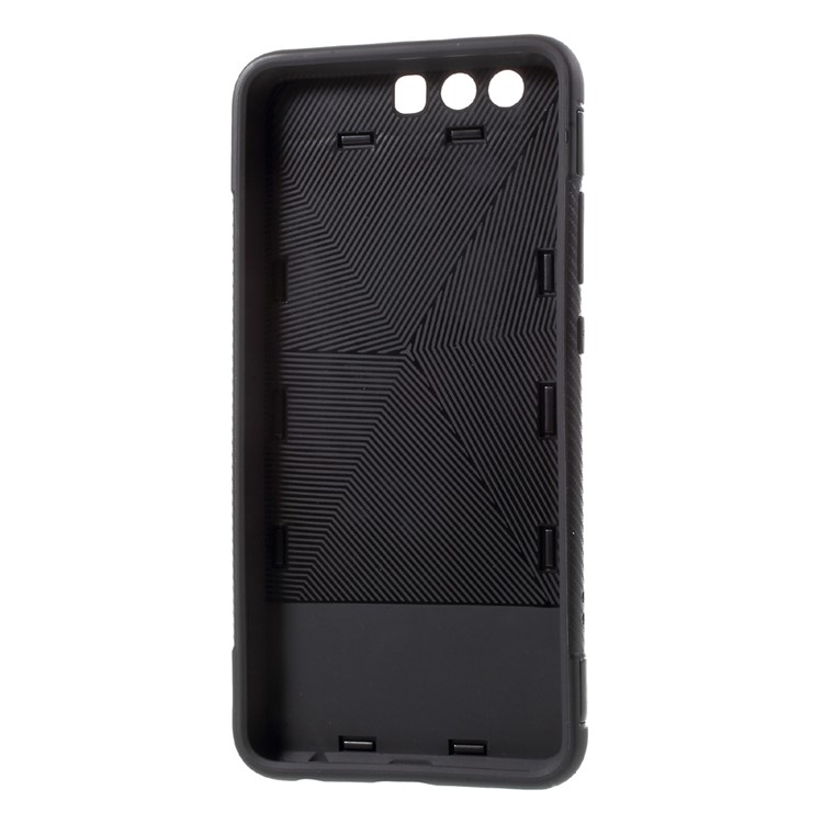 2-in-1 Carbon Fiber Texture (PC+TPU) Hybrid Kickstand Mobile Phone Case for Huawei P10 Plus - Black-10