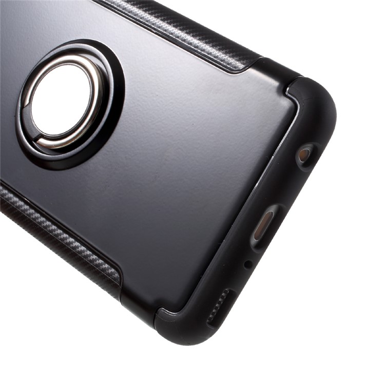 2-in-1 Carbon Fiber Texture (PC+TPU) Hybrid Kickstand Mobile Phone Case for Huawei P10 Plus - Black-8