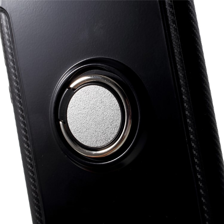 2-in-1 Carbon Fiber Texture (PC+TPU) Hybrid Kickstand Mobile Phone Case for Huawei P10 Plus - Black-9