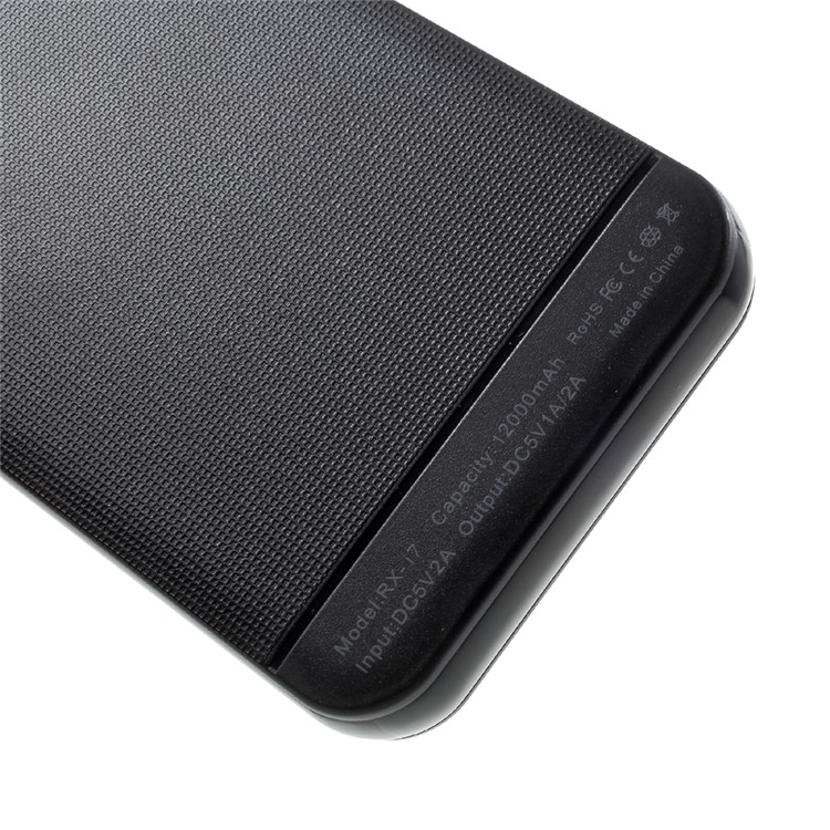 RXR RX-I7 12000mAh Dual USB Mobile Power Bank for Phones and Tablets - Black-9