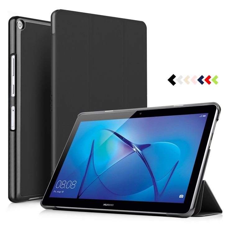 For Huawei MediaPad T3 8.0 Smart Tri-fold Stand Leather Flip Case - Black-1