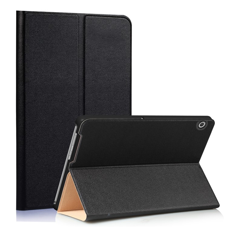 Sand-like Texture Stand Protective Leather Cover for Huawei MediaPad T3 10.0/Huawei Honor Play Pad 2 9.6-inch - Black-1