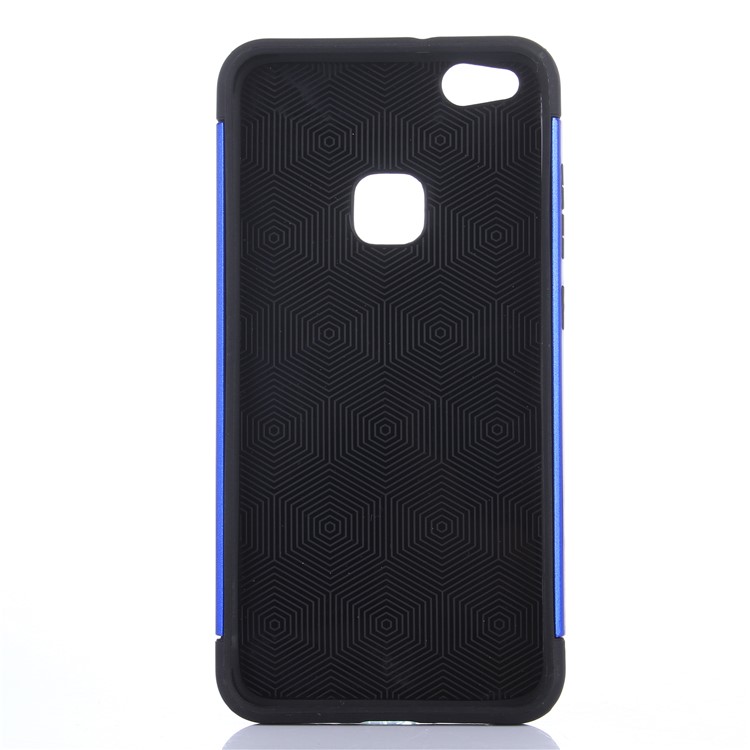 2-em-1 fibra de carbono textura PC + TPU híbrido Mobile Phone Shell para Huawei P10 Lite - azul-2