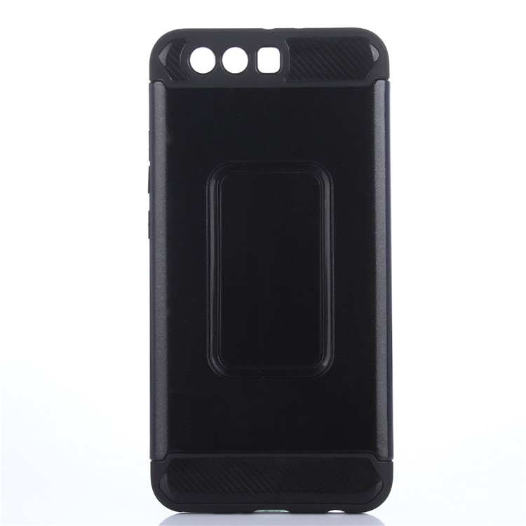 2-in-1 Carbon Fiber Texture PC + TPU Hybrid Casing for Huawei P10 Plus - Black-1