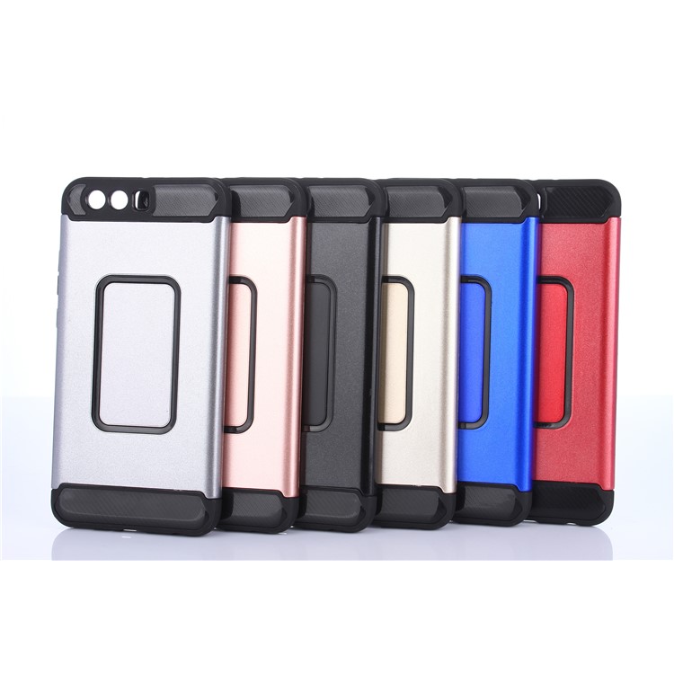 2-in-1 Carbon Fiber Texture PC + TPU Hybrid Casing for Huawei P10 Plus - Black-5