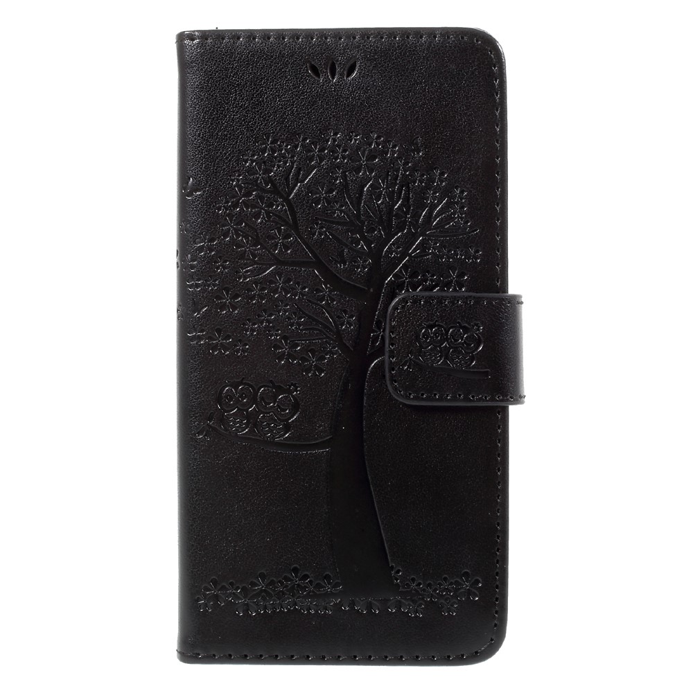 Imprint Tree Owl Magnetic Wallet Leather Stand Case for Huawei P10 Lite - Black-1