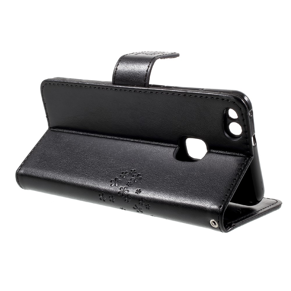 Imprint Tree Owl Magnetic Wallet Leather Stand Case for Huawei P10 Lite - Black-4