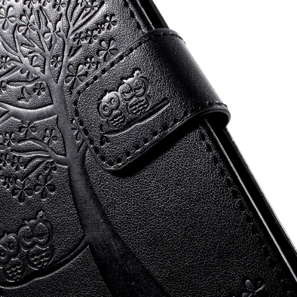 Imprint Tree Owl Magnetic Wallet Leather Stand Case for Huawei P10 Lite - Black-7