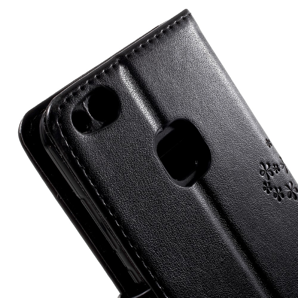 Imprint Tree Owl Magnetic Wallet Leather Stand Case for Huawei P10 Lite - Black-8
