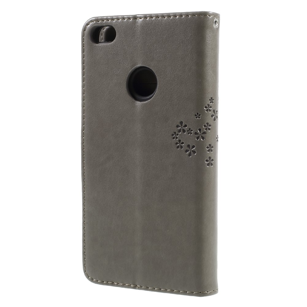 Imprint Tree and Owls Leather Wallet Casing with Stand for Huawei P8 Lite (2017) / Honor 8 Lite - Grey-2