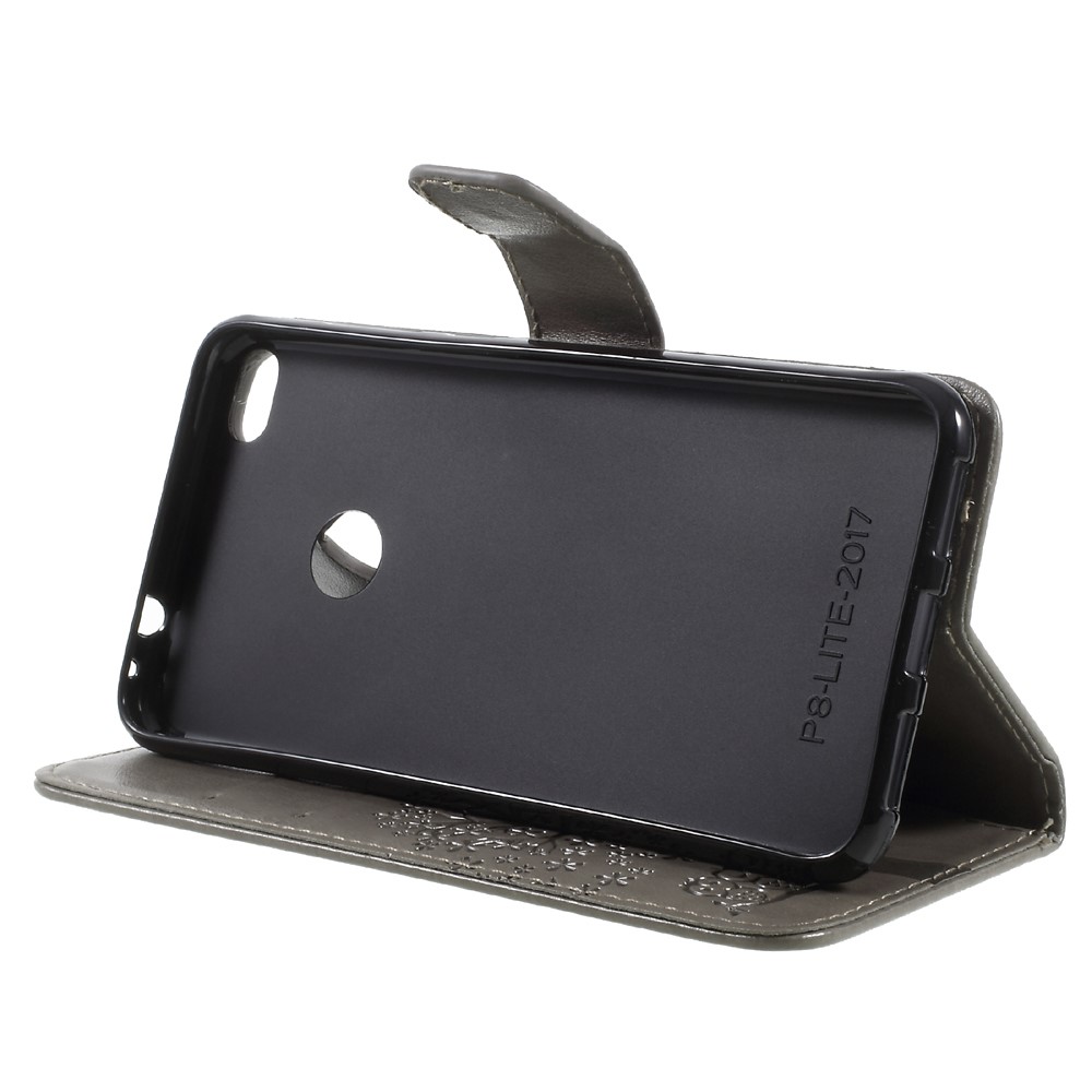 Imprint Tree and Owls Leather Wallet Casing with Stand for Huawei P8 Lite (2017) / Honor 8 Lite - Grey-4