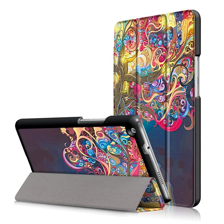 Pattern Printing Tri-fold Stand Smart Leather Case for Huawei Mediapad M3 Lite 8.0 (8 Inch) - Beautiful Tree-1