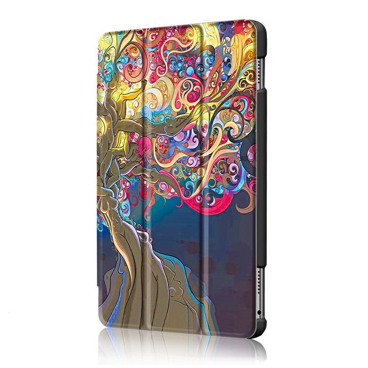 Pattern Printing Tri-fold Leather Flip Cover Shell with Stand for Huawei MediaPad M3 Lite 10 (10.1 Inch) - Beautiful Tree-4