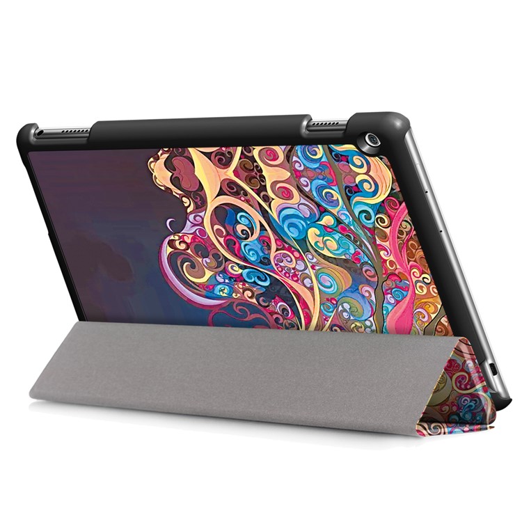Pattern Printing Tri-fold Leather Flip Cover Shell with Stand for Huawei MediaPad M3 Lite 10 (10.1 Inch) - Beautiful Tree-6