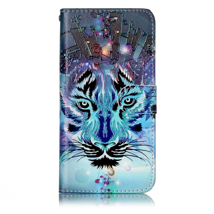 Pattern Printing Embossed Glossy Leather Protective Phone Case for Huawei P8 Lite (2017) / Honor 8 Lite - Tiger-3