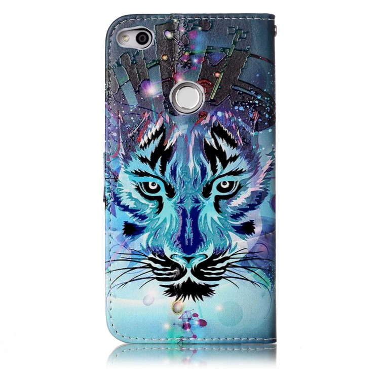 Pattern Printing Embossed Glossy Leather Protective Phone Case for Huawei P8 Lite (2017) / Honor 8 Lite - Tiger-4