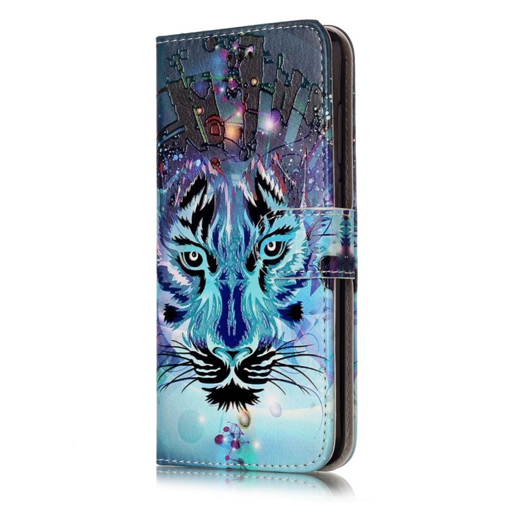Pattern Printing Embossed Glossy Leather Protective Phone Case for Huawei P8 Lite (2017) / Honor 8 Lite - Tiger-5