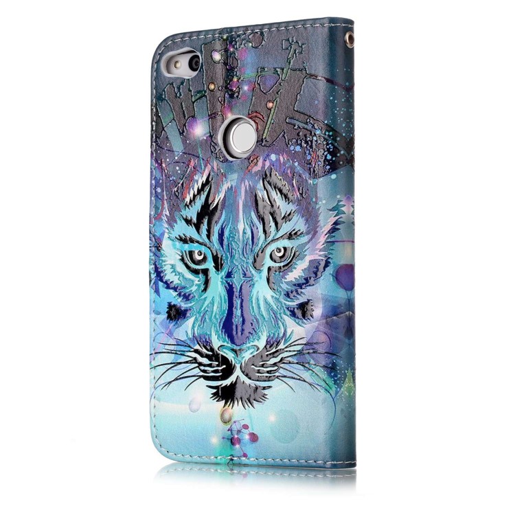 Pattern Printing Embossed Glossy Leather Protective Phone Case for Huawei P8 Lite (2017) / Honor 8 Lite - Tiger-6