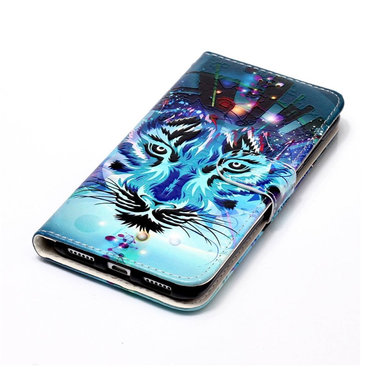 Pattern Printing Embossed Glossy Leather Protective Phone Case for Huawei P8 Lite (2017) / Honor 8 Lite - Tiger-8