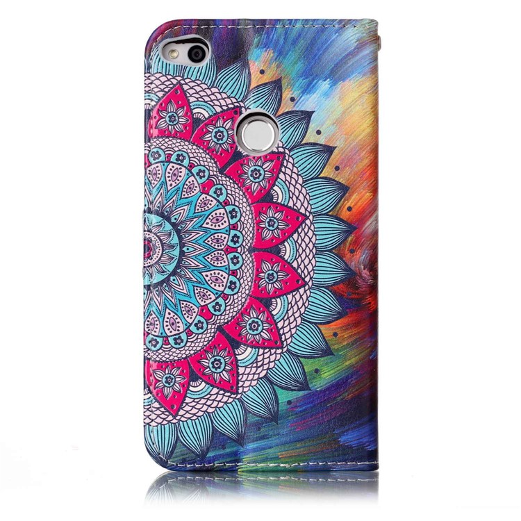 Pattern Printing Embossed PU Leather Casing for Huawei P8 Lite (2017) / Honor 8 Lite - Flower-4