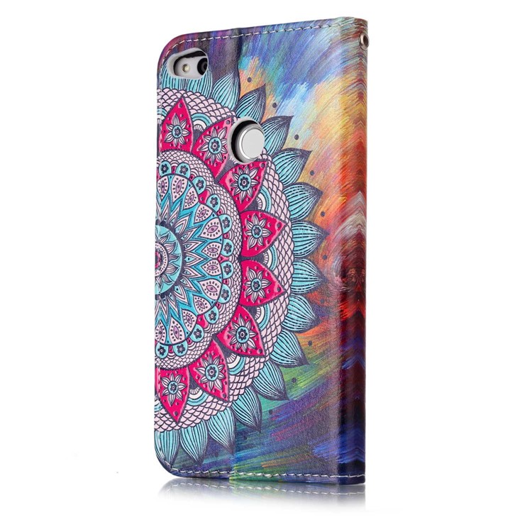 Pattern Printing Embossed PU Leather Casing for Huawei P8 Lite (2017) / Honor 8 Lite - Flower-6