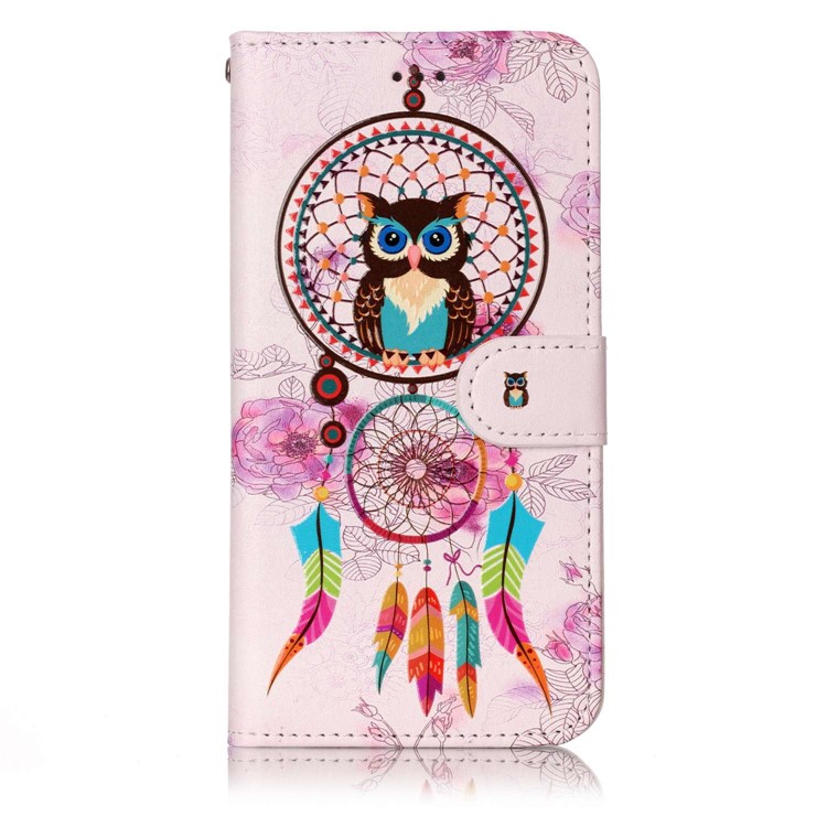 Pattern Printing Embossment Leather Mobile Phone Case for Huawei P8 Lite (2017) / Honor 8 Lite - Owl and Feather-3
