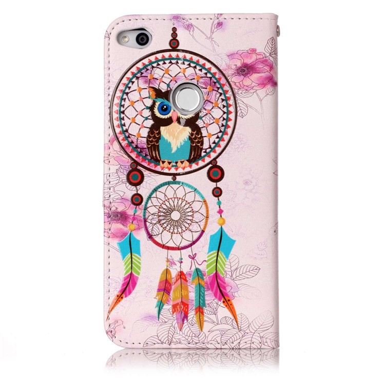 Pattern Printing Embossment Leather Mobile Phone Case for Huawei P8 Lite (2017) / Honor 8 Lite - Owl and Feather-4