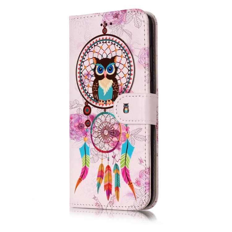 Pattern Printing Embossment Leather Mobile Phone Case for Huawei P8 Lite (2017) / Honor 8 Lite - Owl and Feather-5